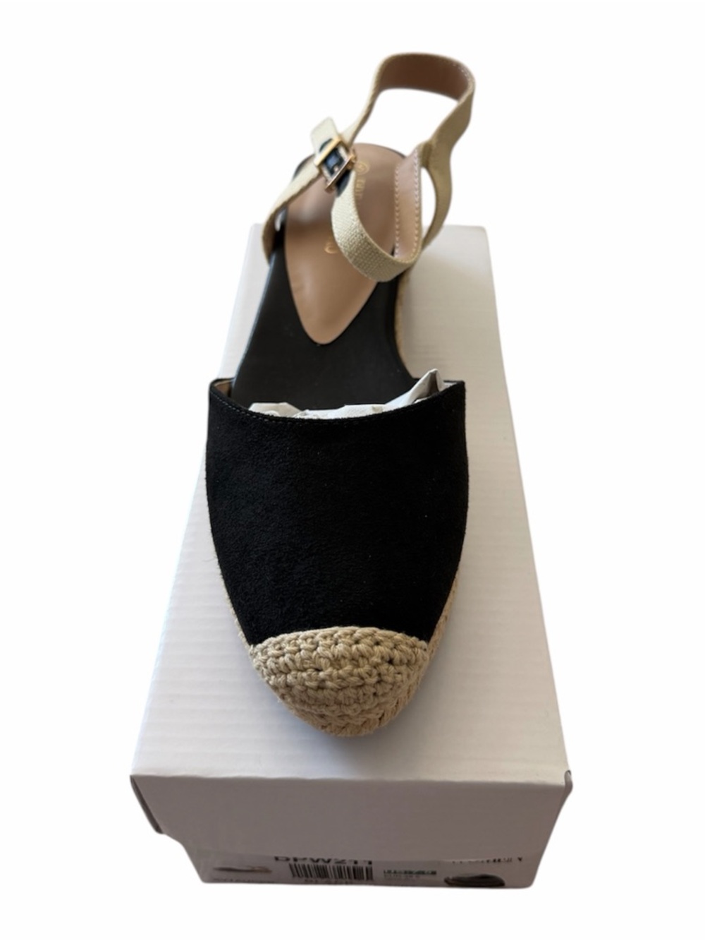 Dream Pairs Espadrille Wedge Sandal in Black and Cream - Picture 12 of 15